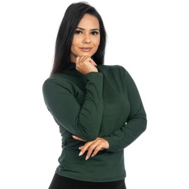 Imagem de Blusa Básica Feminina Gola Alta Frio Inverno Manga Longa - ZIEM, Verde
