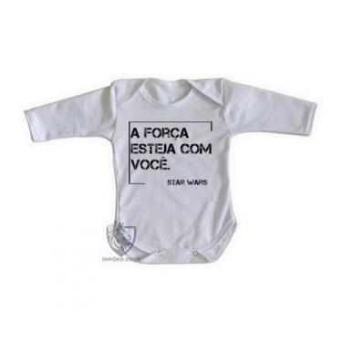 Imagem de body nenê criança roupa bebê manga longa Frase Star Wars - Empório Dut