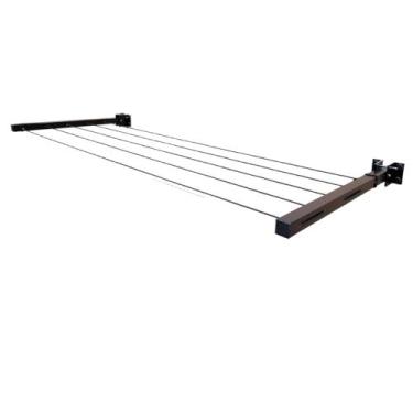 Imagem de Varal de Parede Retrátil Articulado Reforçado 50kg Cabo Aço Revestido 