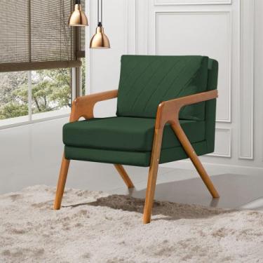 Imagem de Poltrona Mona Luxo Onix Madeira Maciça Tecido Veludo Verde Web Holz, V