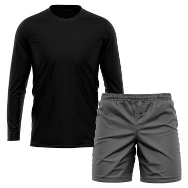 Imagem de Kit Camiseta Manga Longa Poliamida + Short Bermuda Tactel-Masculino