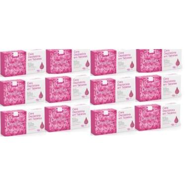 Imagem de Kit Com 12 Ceras Quente Depilatórias Depilflax Rosa 1kg
