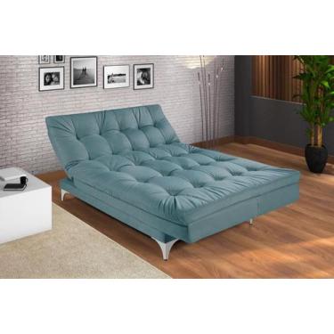 Imagem de Sofá Cama Versátil Pés de Alumínio - Império Estofados, Azul Turquesa 
