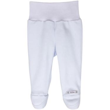 Imagem de Calça Bebê Básica RN Lisa Com Pé Bibe 100% Algodão Egípcio, Branco