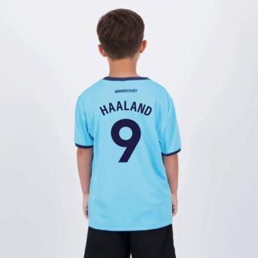 Imagem de Camisa Manchester City Haaland 9 Maine Infantil Azul - Braziline, 12 A