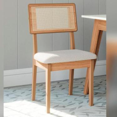 Imagem de Cadeira de Jantar Dream em Tela Palha e Tecido Bouclé MDF - Dalla Cost