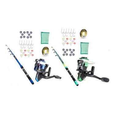 Imagem de Conjunto Pesca 2 Vara + 2 Molinete Kit Barato Completo Full - sm pesca
