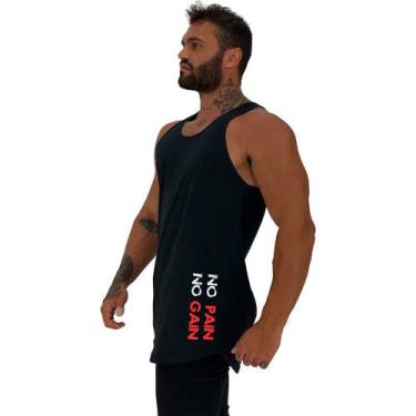 Imagem de Regata Longline Estampa Lateral Masculina MXD Conceito No Pain No Gain