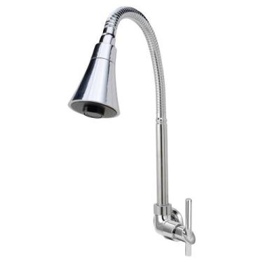 Imagem de Torneira Gourmet Flexível Cozinha Parede Cone Cromada C61    - Del Met