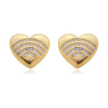 Imagem de Brinco Feminino Banhado a Ouro 18k Pequeno Coração Delicado - Enzara J