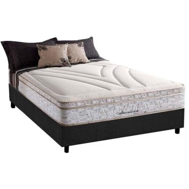 Imagem de Cama Box Casal: Colchão Molas Herval Maxspring American + Base Crc Suede Gray(138X188)