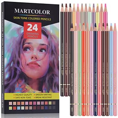 Imagem de MARTCOLOR Lápis de cor em tom de pele para retratos e artistas de pele, 24 cores lápis de cor a óleo para desenhar, esboçar, colorir adultos, sombrear, colorir, camadas e misturar