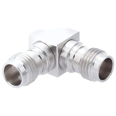 Imagem de withwave Adaptador de micro-ondas fêmea de precisão de 1,85 mm para fêmea de 1,85 mm (ângulo direito), CC para 67 GHz, 50 Ohm, corpo de aço inoxidável