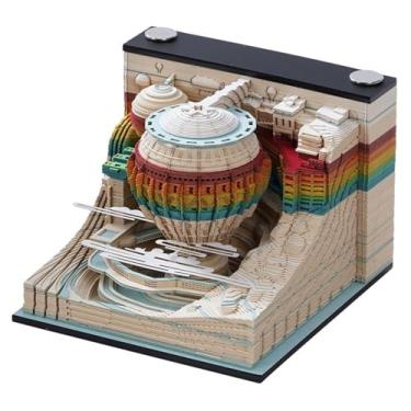 Imagem de Traveler Calendário de mesa 2025, Calendário 3D 2025, Bloco de notas de arte DIY Carving Notepad, para presente de decoração de escritório em casa (Traveler)