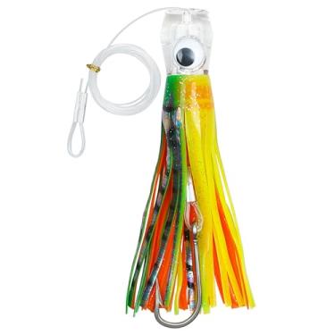 Imagem de Iscas de pesca de atum, iscas de pesca em água salgada, grande jogo, iscas marítimas de alto mar com gancho de pesca de aço inoxidável, linha de pesca para golfinho atum Wahoo Marlin Mahi (15 cm,