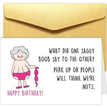 Imagem de Chenive Cartão de aniversário hilário para ela, cartão de aniversário rude para mulheres, cartão de aniversário feliz 50º 60º 70º aniversário para amiga
