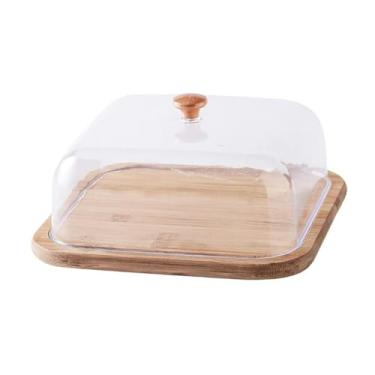 Imagem de Ｂｅｓｇａ Suporte para bolo com tampa de cúpula, suporte para bolo, prato de exibição de bolo, servidor de prato de bolo para festas, Quadrado