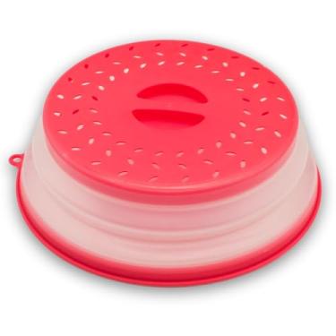 Imagem de Capa para respingos de micro-ondas de 26,6 cm - Capa de silicone dobrável para micro-ondas para respingos de alimentos cobre o prato e o prato - Tampa durável para alimentos de micro-ondas com