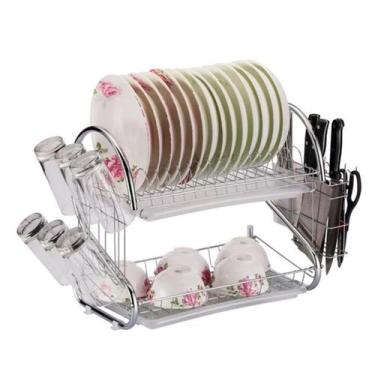 Imagem de Escorredor de Louça Cozinha Rack de Pratos Armazenamento Aço Inox - BO