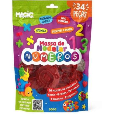 Imagem de Massa para Modelar Criativa Numeros 300G 34PCS C/MOLDES - Magic KIDS