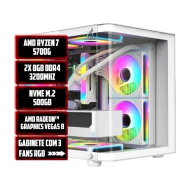 Imagem de PC GAMER AMD WHITE RYZEN 7 5700G 16GB 3200MHZ NVME 512GB 600W BIVOLT RADEON VEGA 8