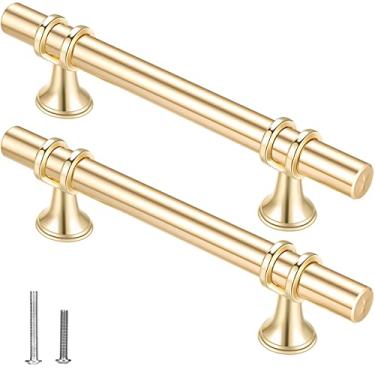 Imagem de Puxadores de armário de 6 peças, puxadores de gaveta de móveis Headsitg 5,9 cm Champagne Gold Zinc Alloy Bathroom Cabinet Pull Pull (puxador de armário de cozinha de luxo 3,78 cm Hole Center