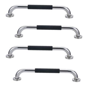 Imagem de Barra de Apoio Inox 60cm Kit 4 unidades Suporte Antiderrapante Idoso Cadeirante Gestante Criança Banheiro Box Acessibilidade Segurança