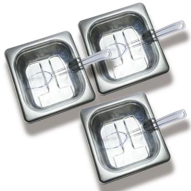 Imagem de CONJ 3 CUBAS Gastronômicas Em INOX 1/6x65 mm 900/1000 ml + 3 TAMPAS 1/