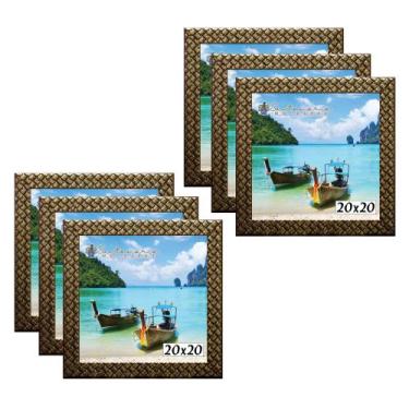 Imagem de Kit 6 Molduras Porta Retrato 20x20 3cm Relevo Dourado - Santamaria Mol