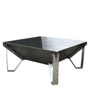 Imagem de Lareira a Lenha Portátil Área Externa Jardim 50x50cm Móve - INOX LAURI