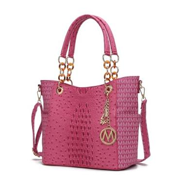Imagem de MKF Collection Bolsa de ombro feminina, bolsa tiracolo de couro PU com alça superior, Miriam Fuschia, Large
