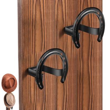 Imagem de DoubleFill 2 pacotes de cabide de chapéu de cowboy ocidental suporte de chapéu de cowboy suporte de parede ganchos de chapéu preto para decoração de parede mantém a forma original do chapéu (clássico)