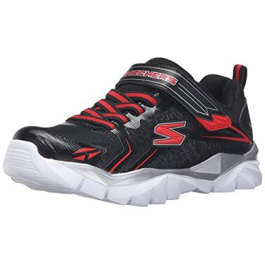 Imagem de Skechers Tênis infantil Electronz Blazar (criança pequena/criança grande), Preto/vermelho, 19