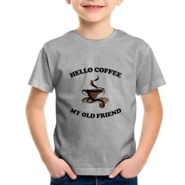 Imagem de Camiseta Infantil Hello coffee my old friend - Foca na Moda, Cinza, 4