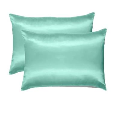 Imagem de Fronhas De Cetim Anti Frizz (02 Pares) 70cm X 50cm(Azul,04 fronhas (02 pares))