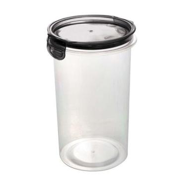 Imagem de Pote Alto Hermético com Travas 1,8L Plasútil Redondo Tampa Preto Macar