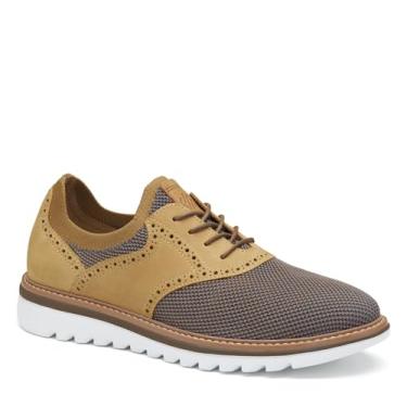Imagem de Johnston & Murphy Sapatos masculinos Braydon de malha, sapatos sociais casuais para homens, tênis masculino moderno versátil, Tan Multi Knit/Tan Full Grain, 42