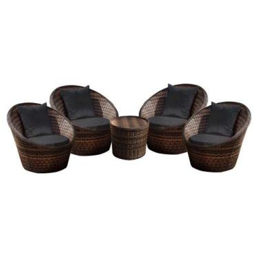 Imagem de Conjunto de Poltronas Fibra Sintética Bola - 4 Poltronas + 1 Mesa Cent