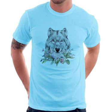 Imagem de Camiseta Lobo e Flores - Foca na Moda, Azul bebê, GGG