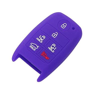 Imagem de SEGADEN capa protetora de silicone suporte de capa jaqueta de pele compatível com KIA Sedona 6 botões Smart Remote Key Fob CV4151SEGADEN roxo CV4151DP