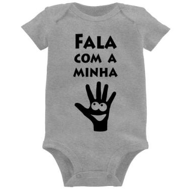 Imagem de Body Bebê Fala Com a Minha Mão - Foca na Moda, Cinza, G
