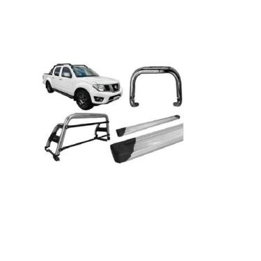 Imagem de Kit Quebra Mato+santo Antonio H2 estribo Fontier 08/16 Cromo - HOZZ