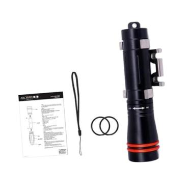 Imagem de menolana Lanterna de mergulho Dive Light portátil portátil liga de alumínio subaquática LED LED TOCHING TORCH para sobrevivência subaquática, Preto