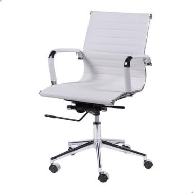 Imagem de Cadeira De Escritório Diretor Ergonômica Branca Base Giratória Em Pu -