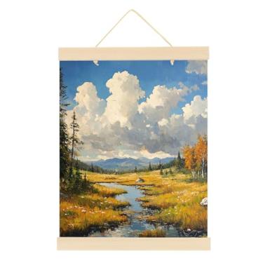 Imagem de PATIKIL 1 conjunto de moldura magnética para pôster, 20 cm, imã de madeira, cabides para fotos, ilustrações, mapas, cor de madeira