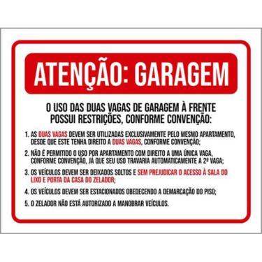 Imagem de Kit 10 Placas Atenção Garagem Uso Vagas