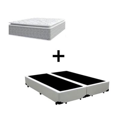 Imagem de Cama Box King 193 Tecido Sintético Branco Com Colchão Nazar Molas Ensacadas com Pillow Top - Bello Box - Conforto (Espuma da Nasa) Viscoeslástico D33