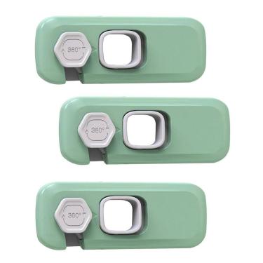 Imagem de Trava de Segurança Gaveta Armario Geladeira Kit 3 unidades Protege Bebe Criança Evita Acidente Porta Resistente Fechadura