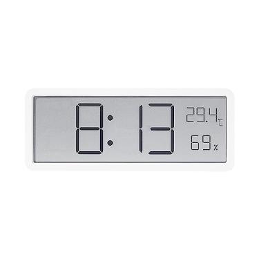 Imagem de Curtainboro Despertador digital, relógio de parede digital de 20,32 cm com visor de umidade e temperatura ultrafino LED eletrônico de mesa relógio de leitura fácil para decoração de sala de estar de