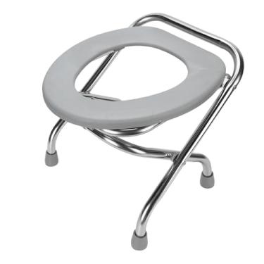 Imagem de Luqeeg Assento sanitário portátil, cadeira dobrável de aço inoxidável, base antiderrapante, design ergonômico, cadeira de penico de viagem para idosos, deficientes e grávidas (30 cm) (38 cm) (42 cm)